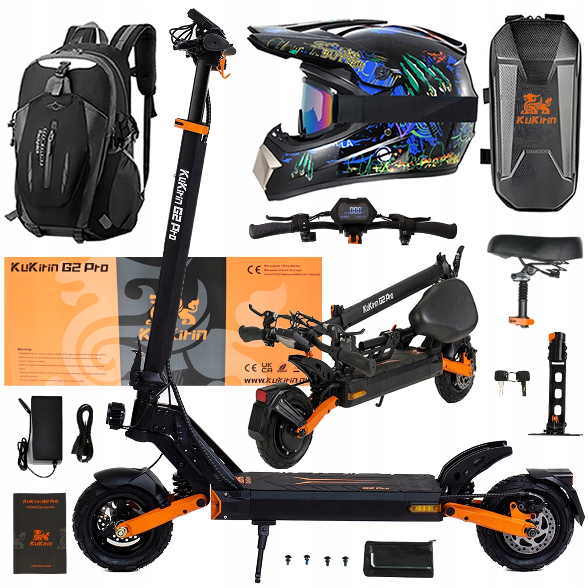 Skládací Pojazd Elektryczny Kukirin G2 Pro 1000W 48V 15.6AH 45KM/H +Dárek