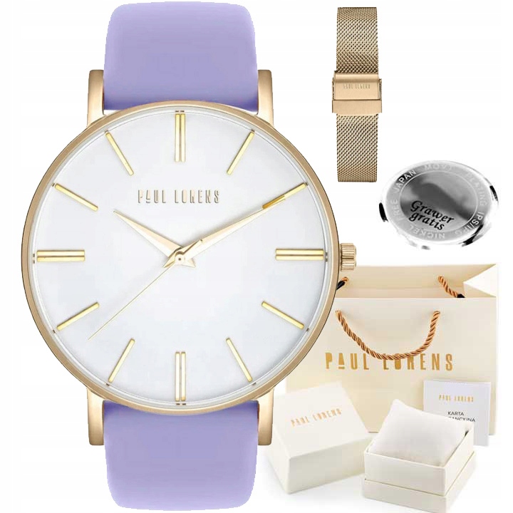 Dámské hodinky Paul Lorens Julie fialový řemínek síťovina