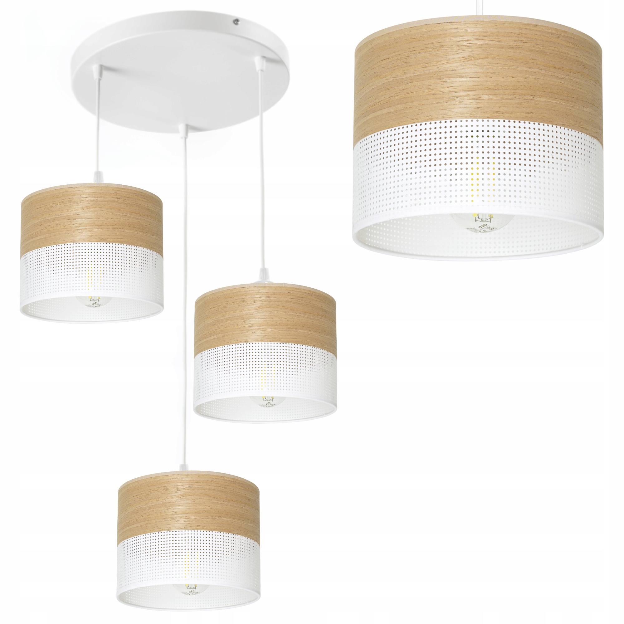 Závesná Lampa Luster Tienidlo S Dierkami Drevo E27 Led Biela Poľsko