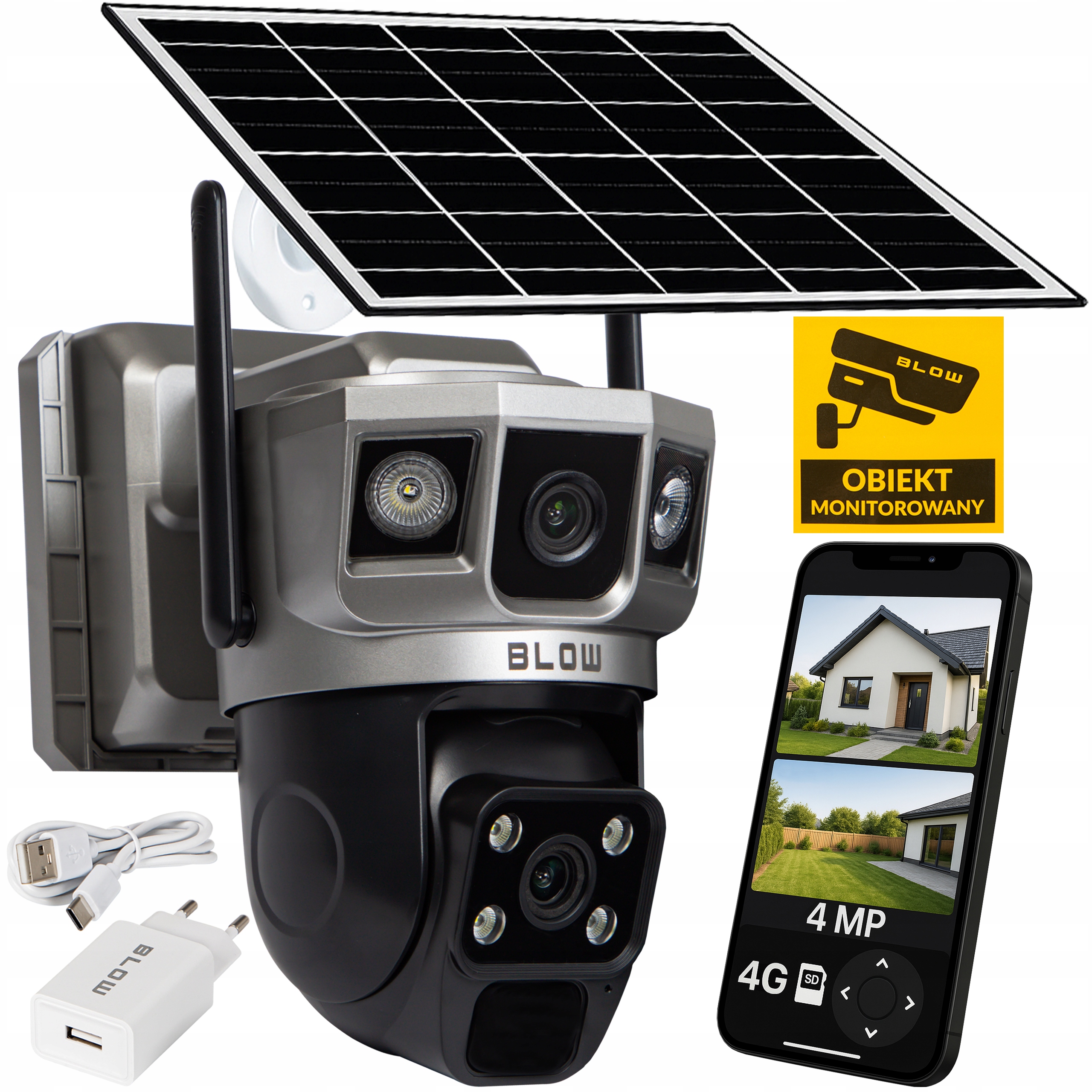 4G Lte Kamera Na Sim 4MP Solárna 2 Objektívy Ptz Smart Bezdrôtová IP66