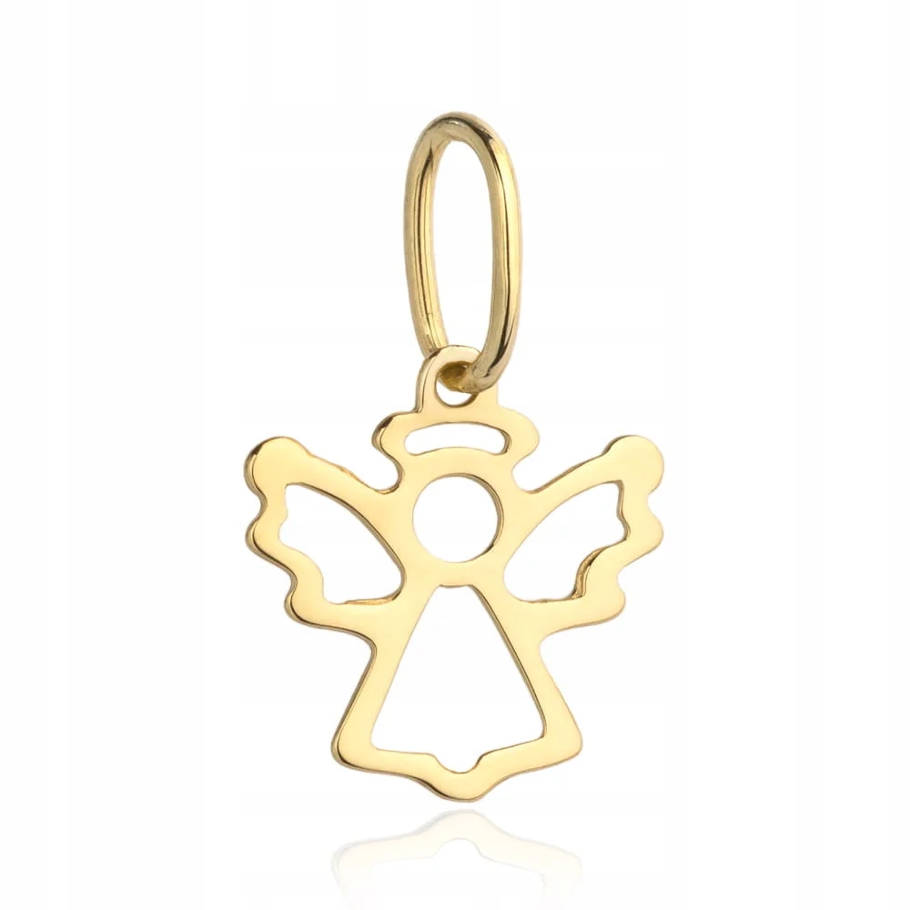 Přívěsek ze zlata 585 Anděl se svatozáří, jemný model , obrys anděla, dárek