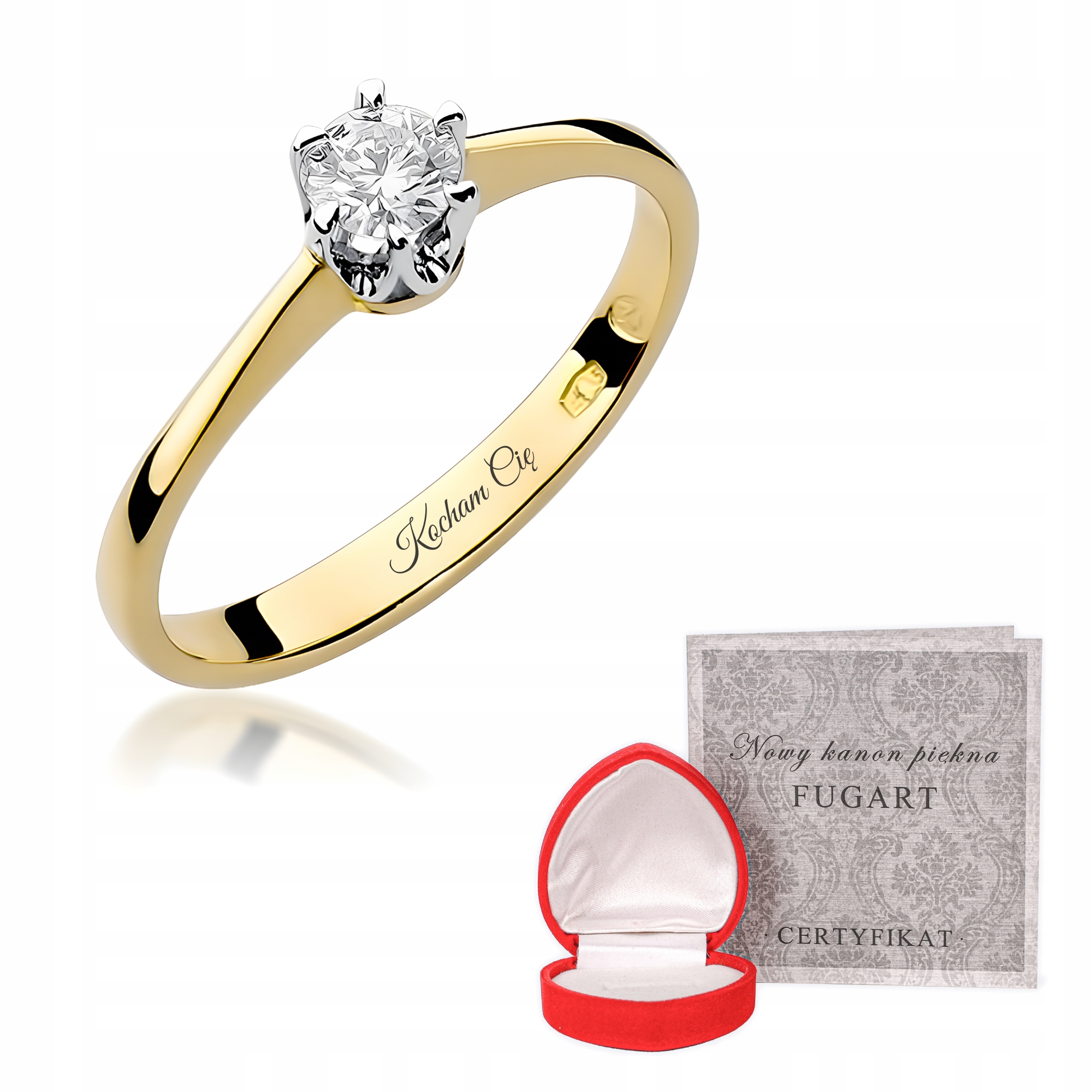 Prstýnek Zásnubní Prsten 585 S Diamantem 0,20 KArátu Bonus Gravírování r6