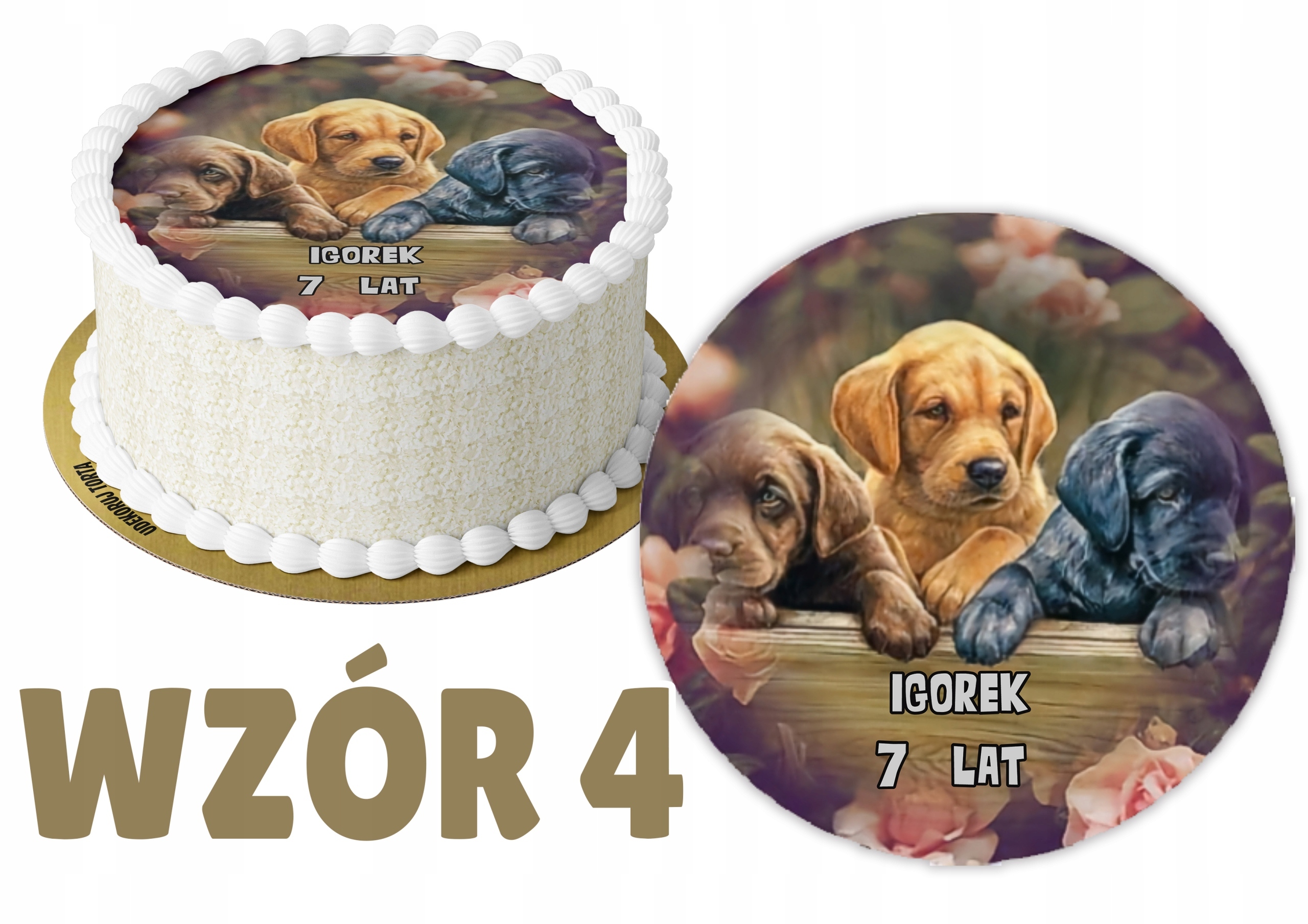 Opłatek z nadrukiem Pieski + IMIĘ Rodzaj ozdoby waflowe