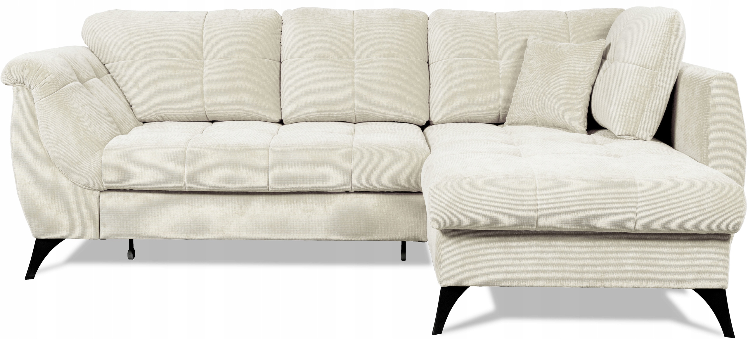 Rohová Sedací Souprava Tesa Moderní funkce spaní Do Obývacího Pokoje krémová rozkládací rohová sedačka