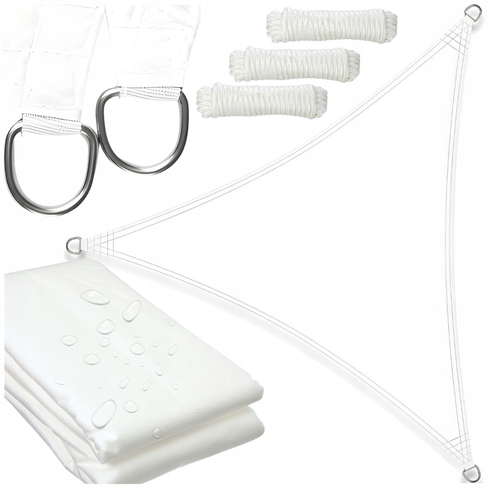 Żagiel zacieniacz osłona przeciwsłoneczna biała daszek markiza ogród 5x5x7m