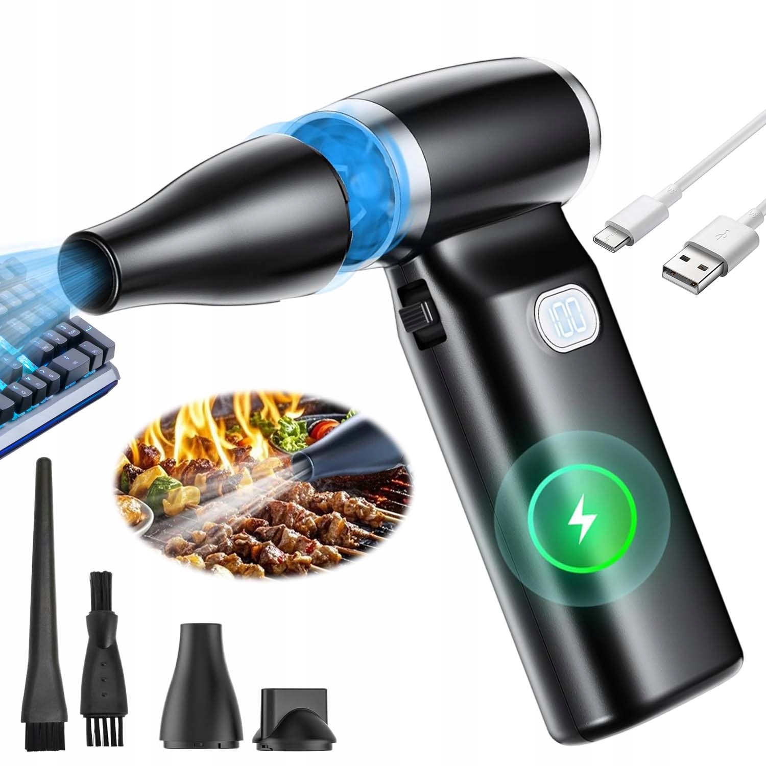 Multifunkční Dmychadlo Mini Turbo Jet Fan 110000 Ot 100 Rychlostních Stupňů Příslušenství