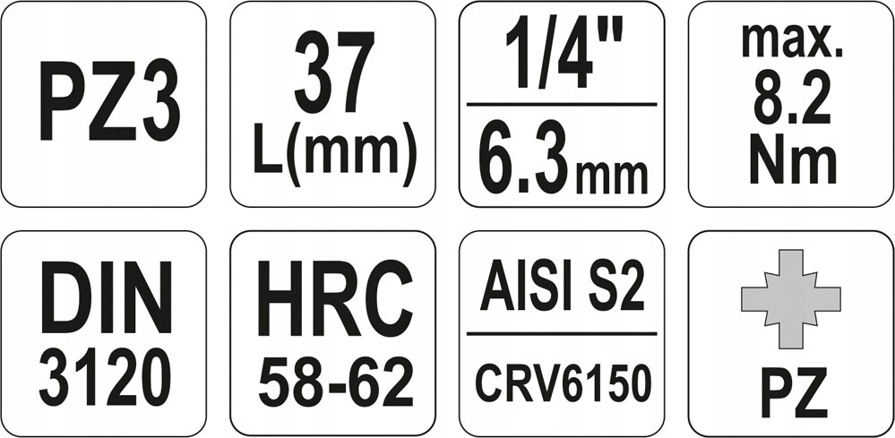 YATO - KLUCZ TRZPIENIOWY POZIDRIV PZ3 BIT 1/4'' Kod producenta YT-04419