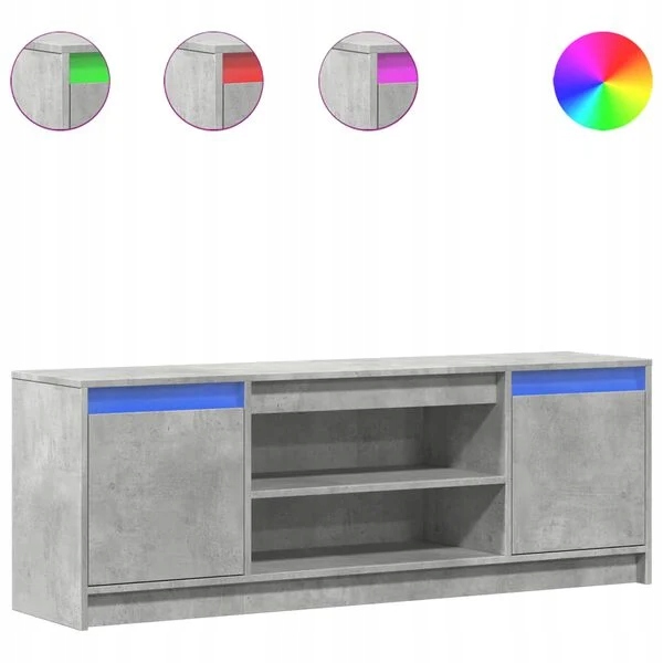 Skříňka pod Tv 139,5 cm Led beton do obývacího pokoje Rtv skříňka s osvětlením vidaXL