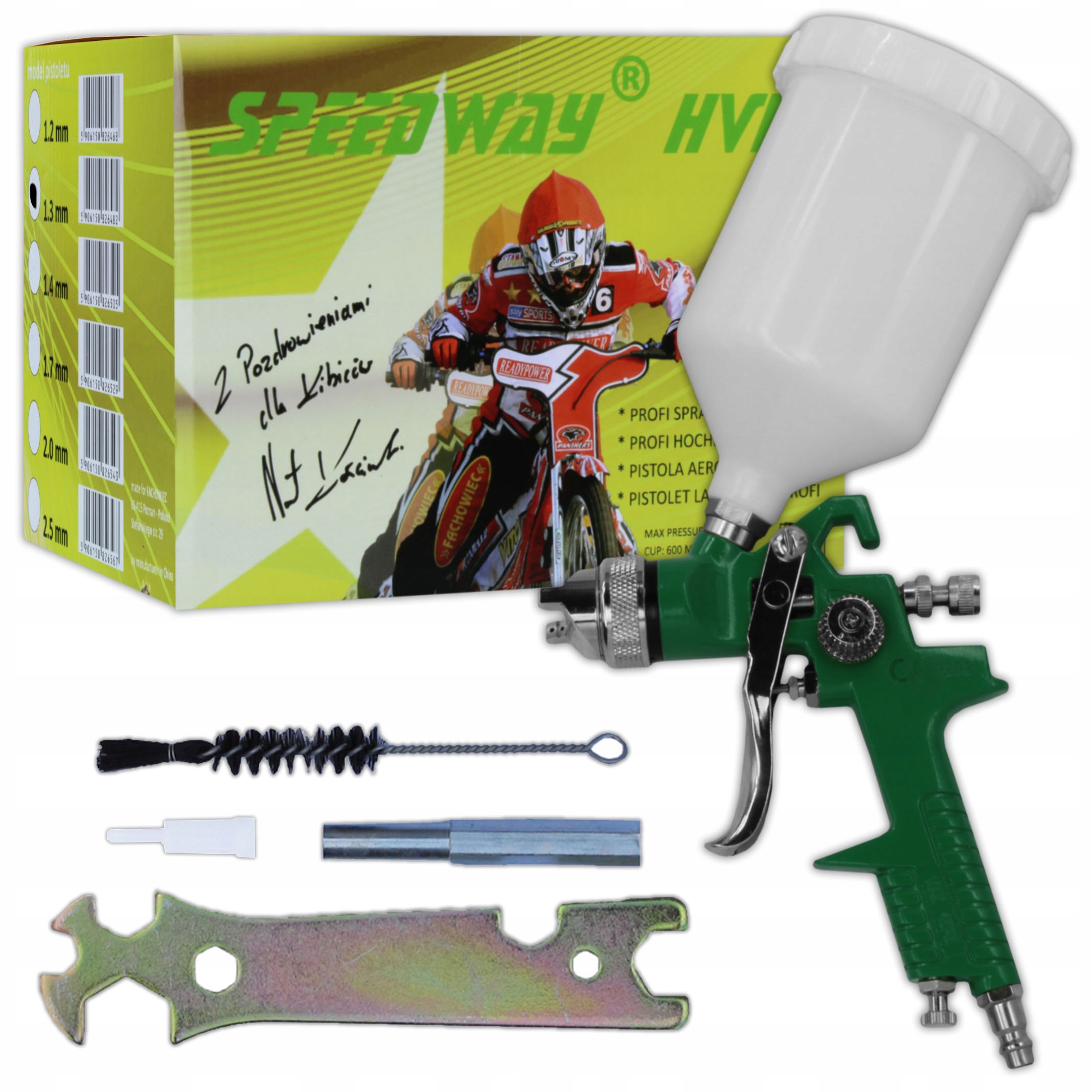Pistolet lakierniczy SPEEDWAY zielony HVLP 1.3mm