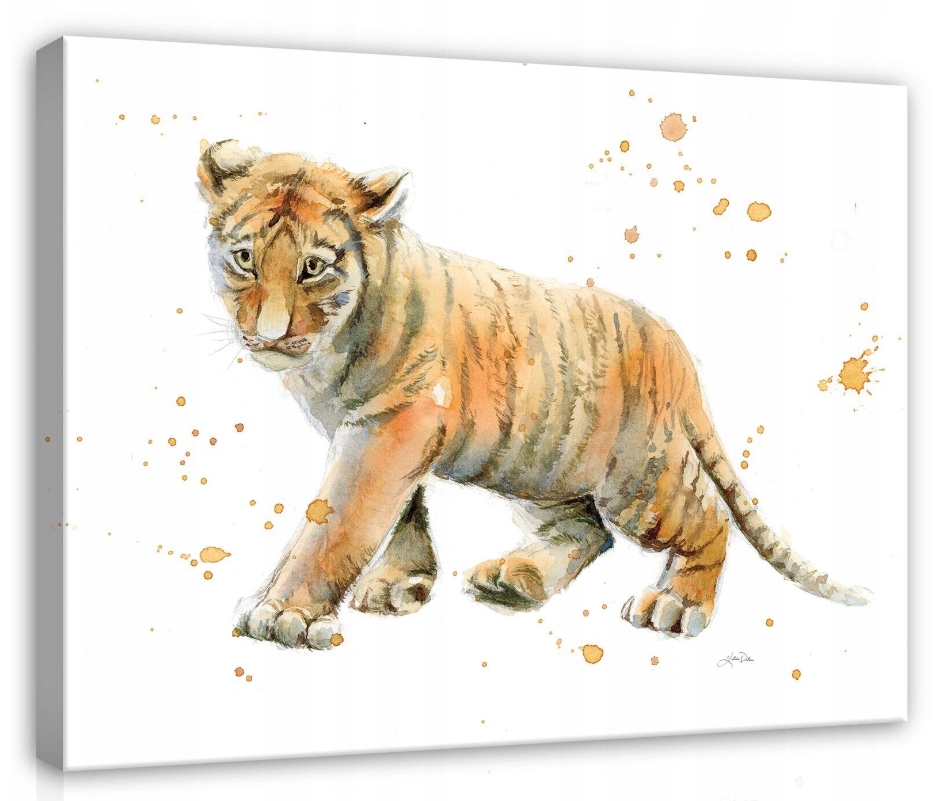 Obraz 100x75 Tygr akvarel divoká příroda sladký hravý jemný
