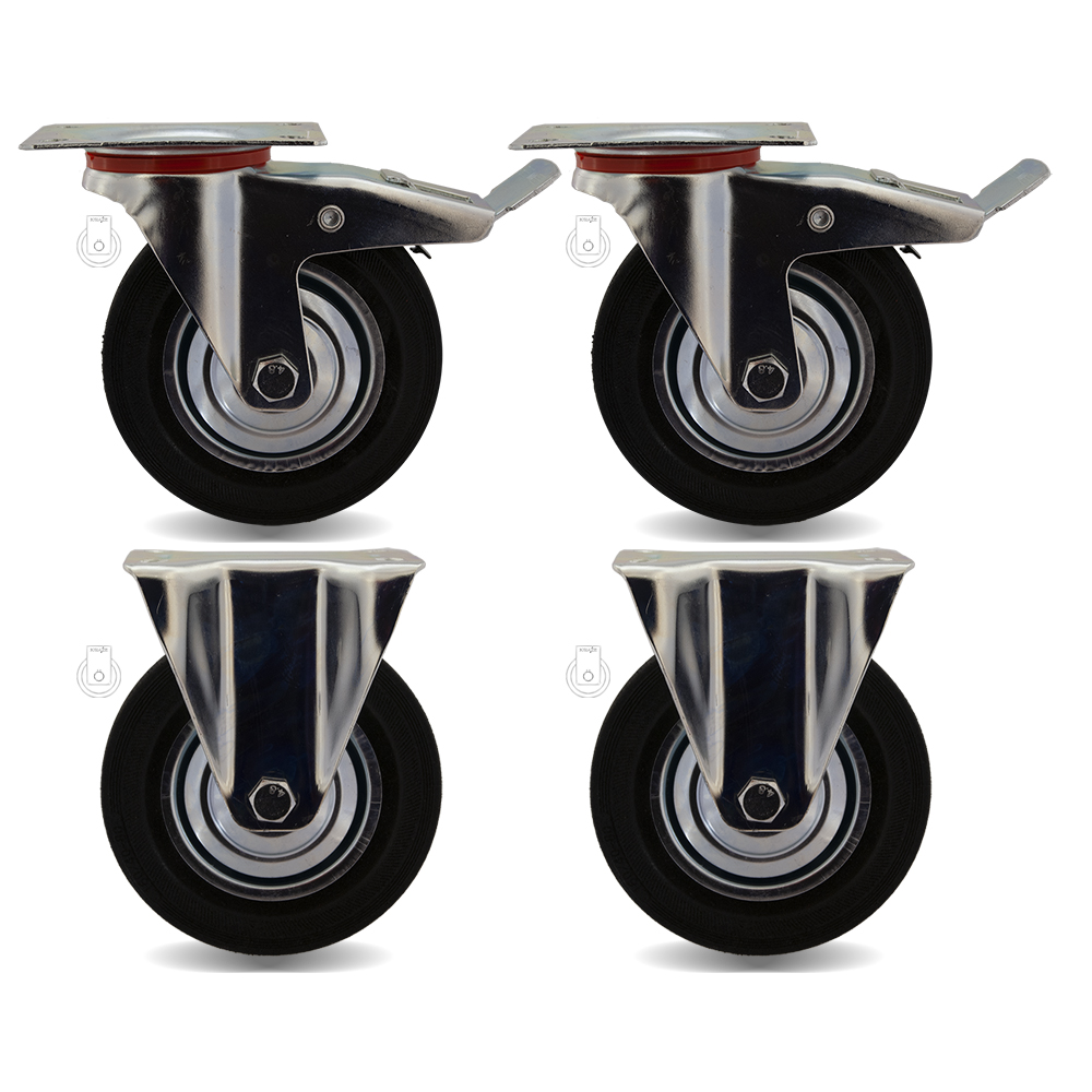 Komplet 4 Ks Kola fi 160 regálový vozík 23STGU160