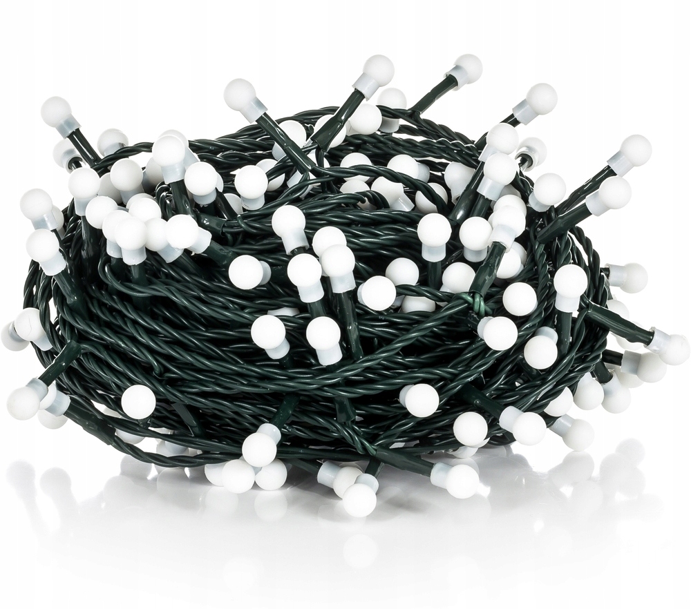 

Lampki Na Choinkę Kulki 100 Led Biały Zimny Timer