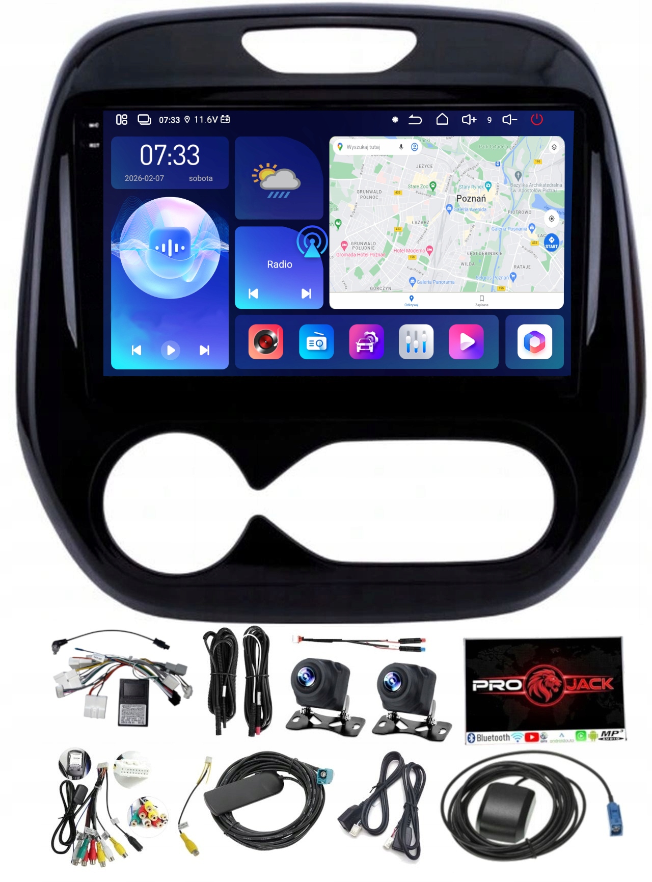 Navigační Rádio Carplay Gps Android Renault Captur 2013-19 6 Gb 128 Gb Sim