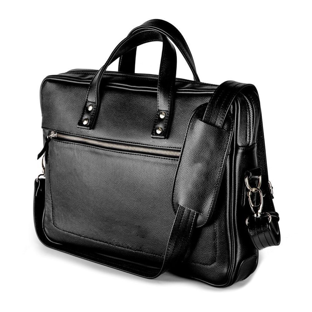 Pánská kožená taška na notebook přes rameno, aktovka černá Solier