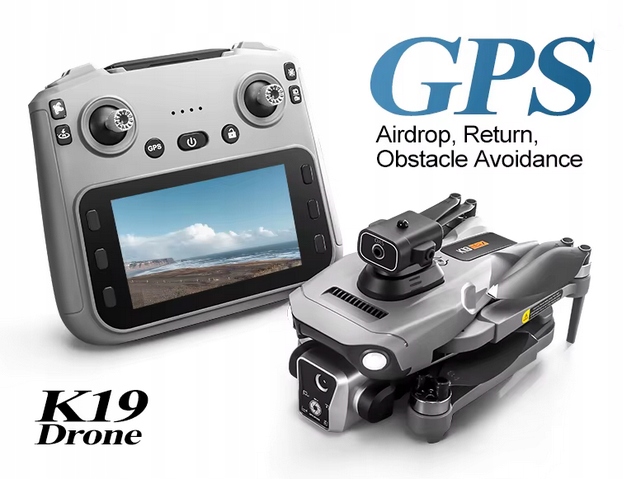 Dron Gps K19 Max z kamerą 8K unikanie przeszkód 4,5” i Fpv
