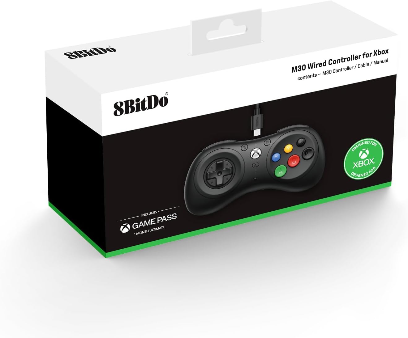 8BitDo M30 Wired Controller Pad USB do Xbox One S/X Series X|S i Windows PC Kolor czarny