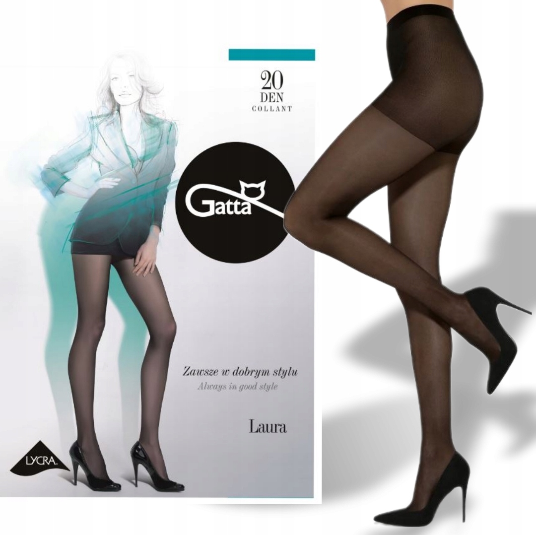 Klasyczne Rajstopy lycra Rajstopy Gatta Laura 20 den NERO czarne r.5-XL + N