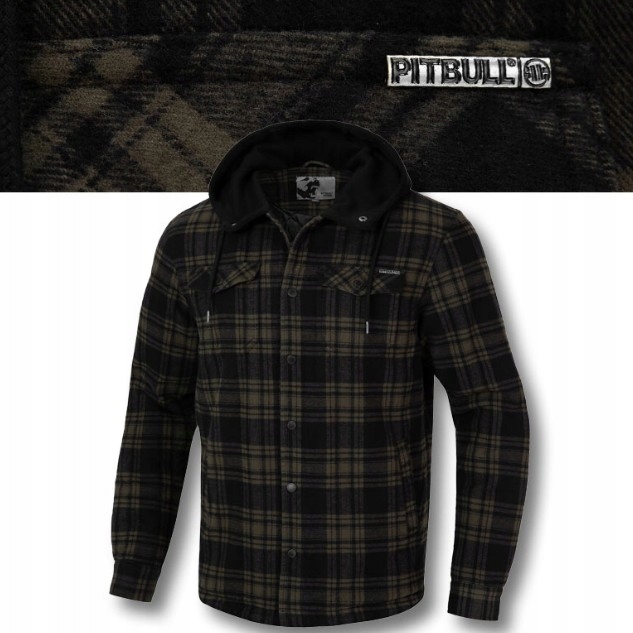 Pánská bavlněná flanelová bunda Pitbull s kapucí s kapucí, přechodová, velikost M