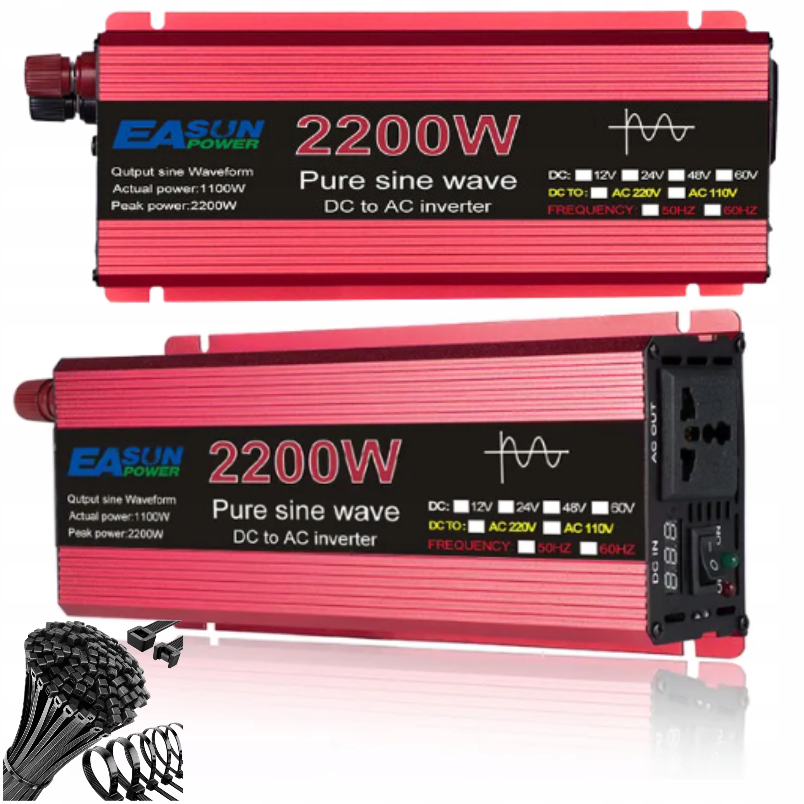 Automobilový Menič Napätia 12V na 230V 2200W Sínus Čistá Sínusová Jednotka