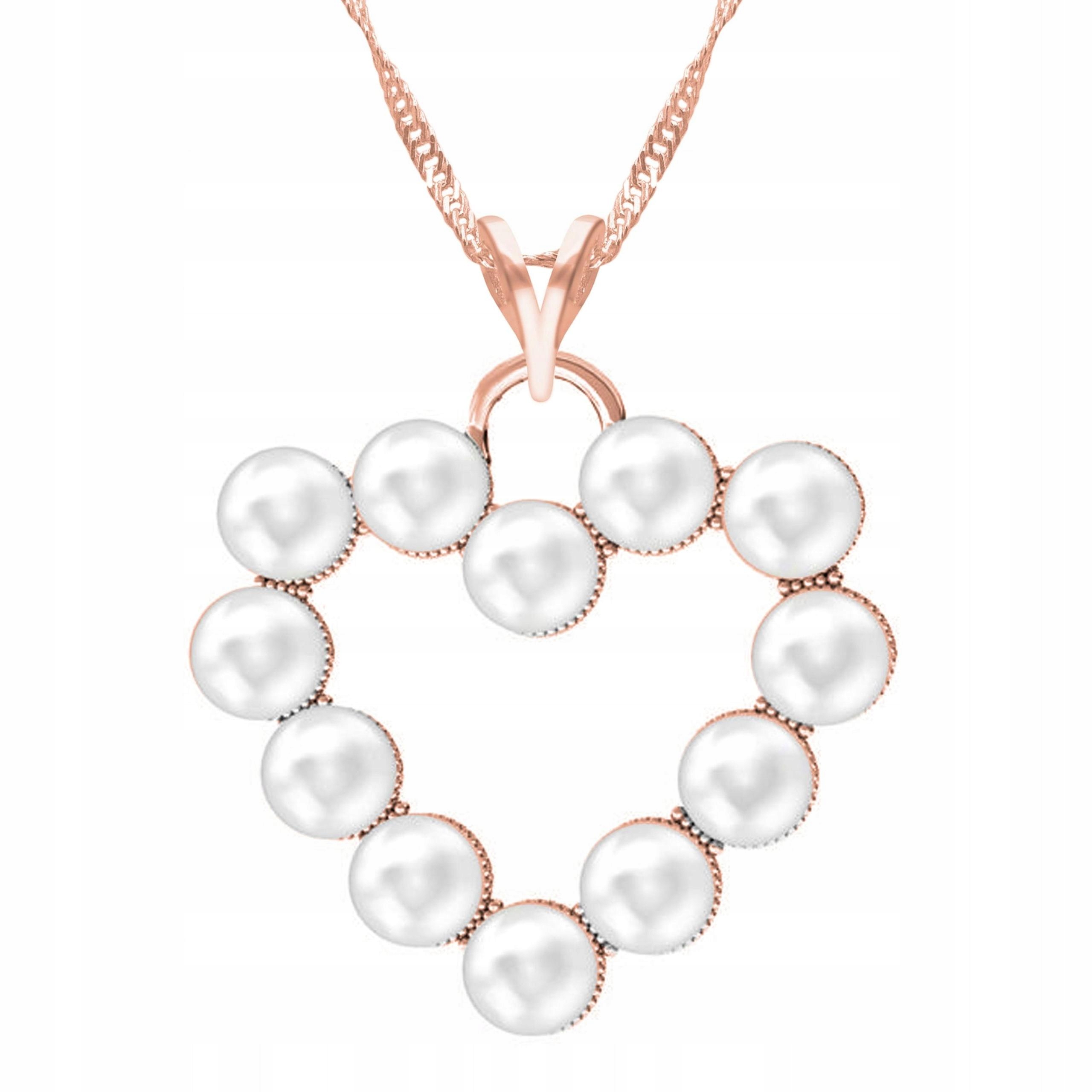 Pozlacený náhrdelník s perlovým srdcem Srdce Srdíčko Perly Perla Stříbro 925