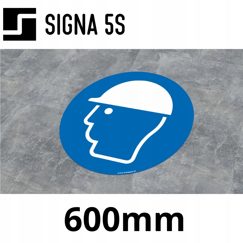 Podlahová značka SafeWalk „Příkaz k použití ochrany hlavy“ 60 cm R10