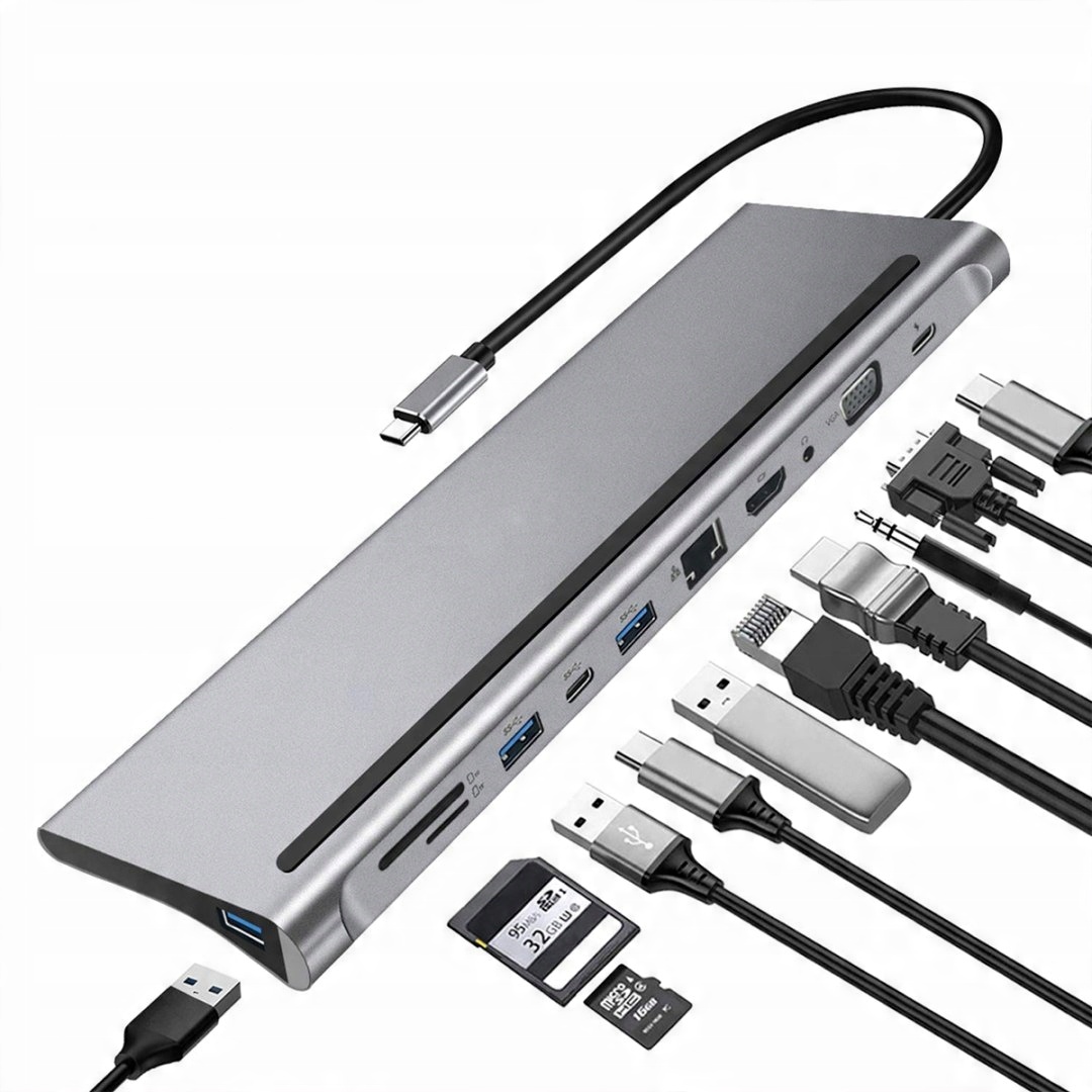 

Stacja Dokująca Hub Usb-c Hdmi Vga RJ45 USB3.0 Sd