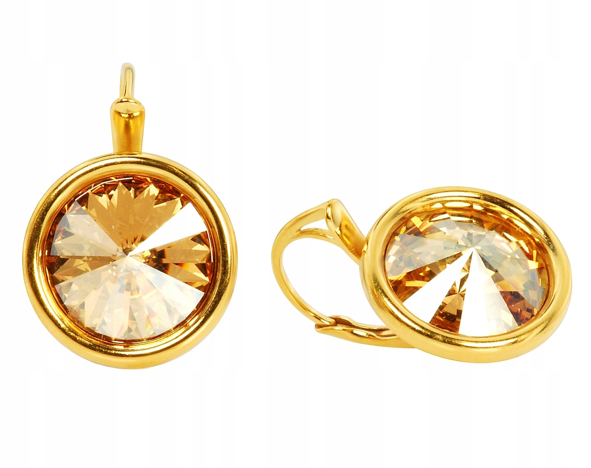 

Kolczyki srebro złoto okrągłe złoty beż Swarovski