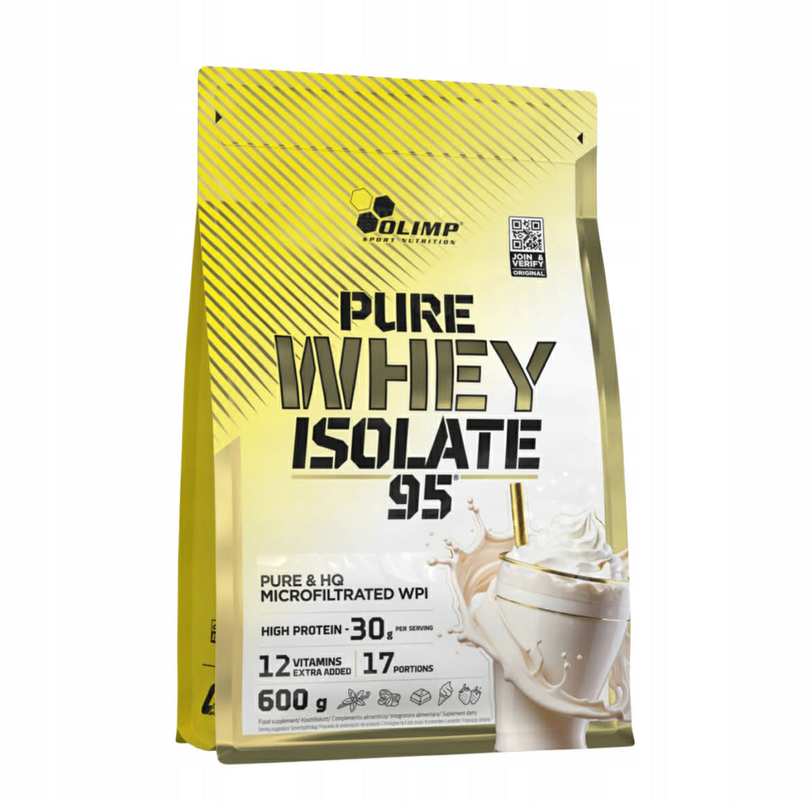 Olimp Pure Whey Izolát 95 600g Jahodová Power Příchuť