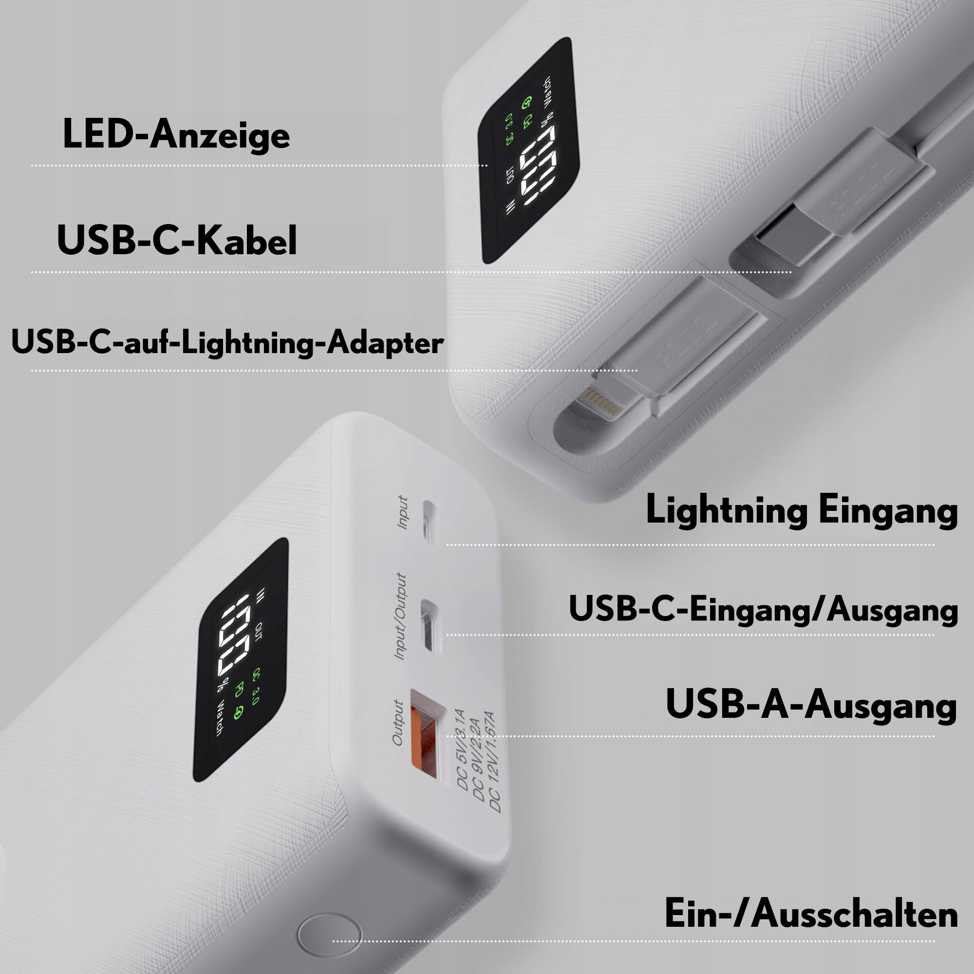 PZOZ Powerbank 225W 20000mAh iPhone Samsung iPad Switch QC 30 PD — miniatura 2