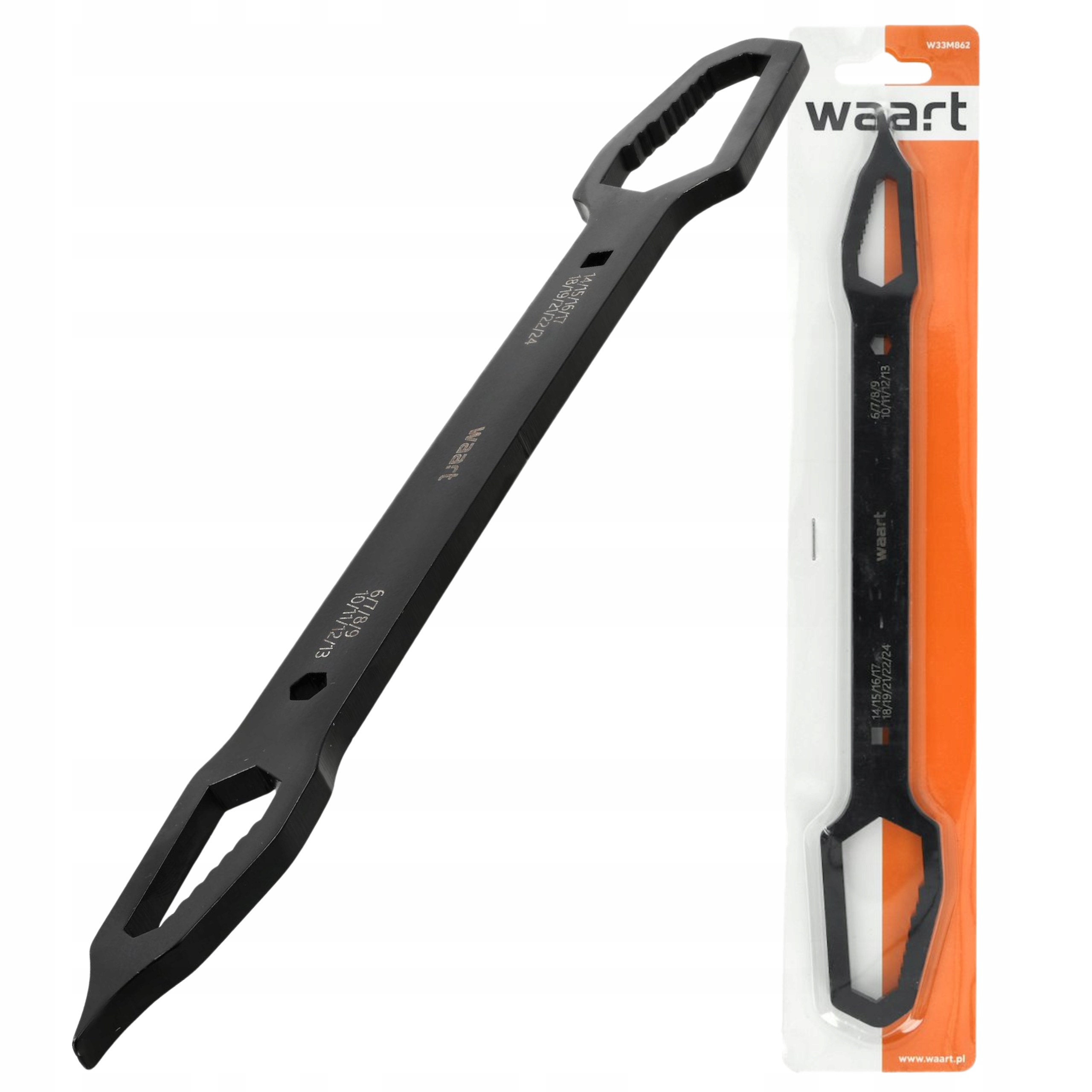 Klucz uniwersalny płaski oczkowy dwustronny 280mm, 6-13mm , 14-24mm