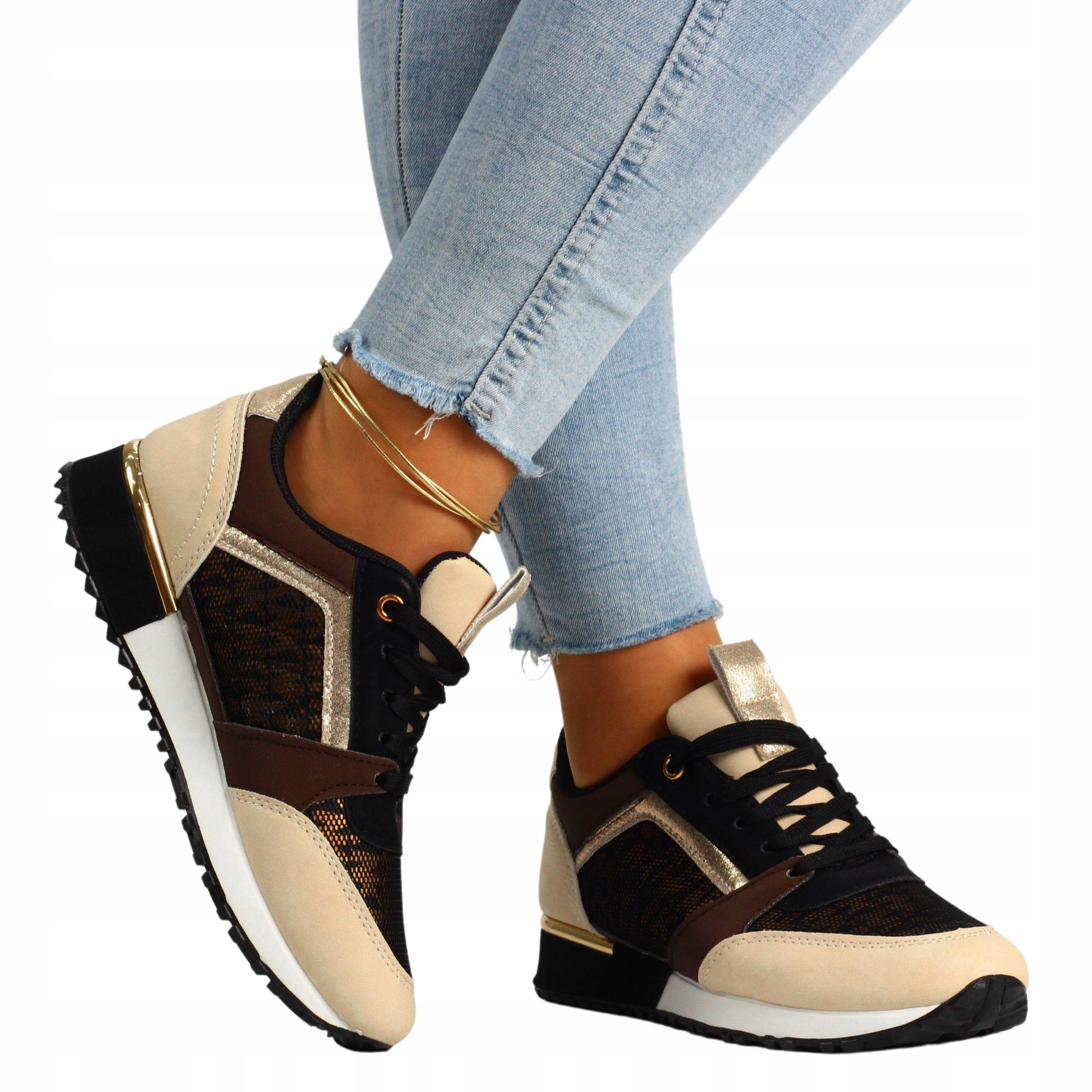 BUTY SPORTOWE DAMSKIE SNEAKERSY OBUWIE WIĄZANE