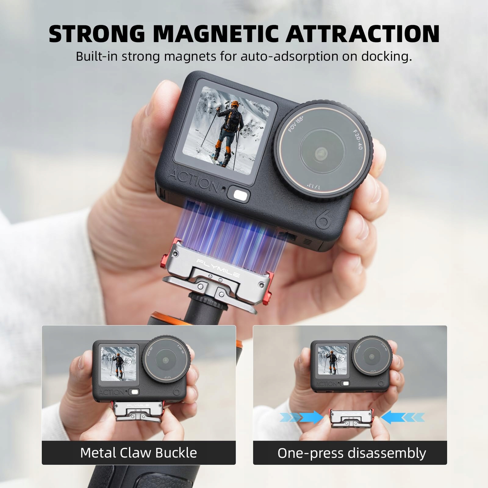 Adapter Szybkozłączka Do DJI Osmo Action 6 360 Stopni 1 4 Cala BRDRC — miniatura 2