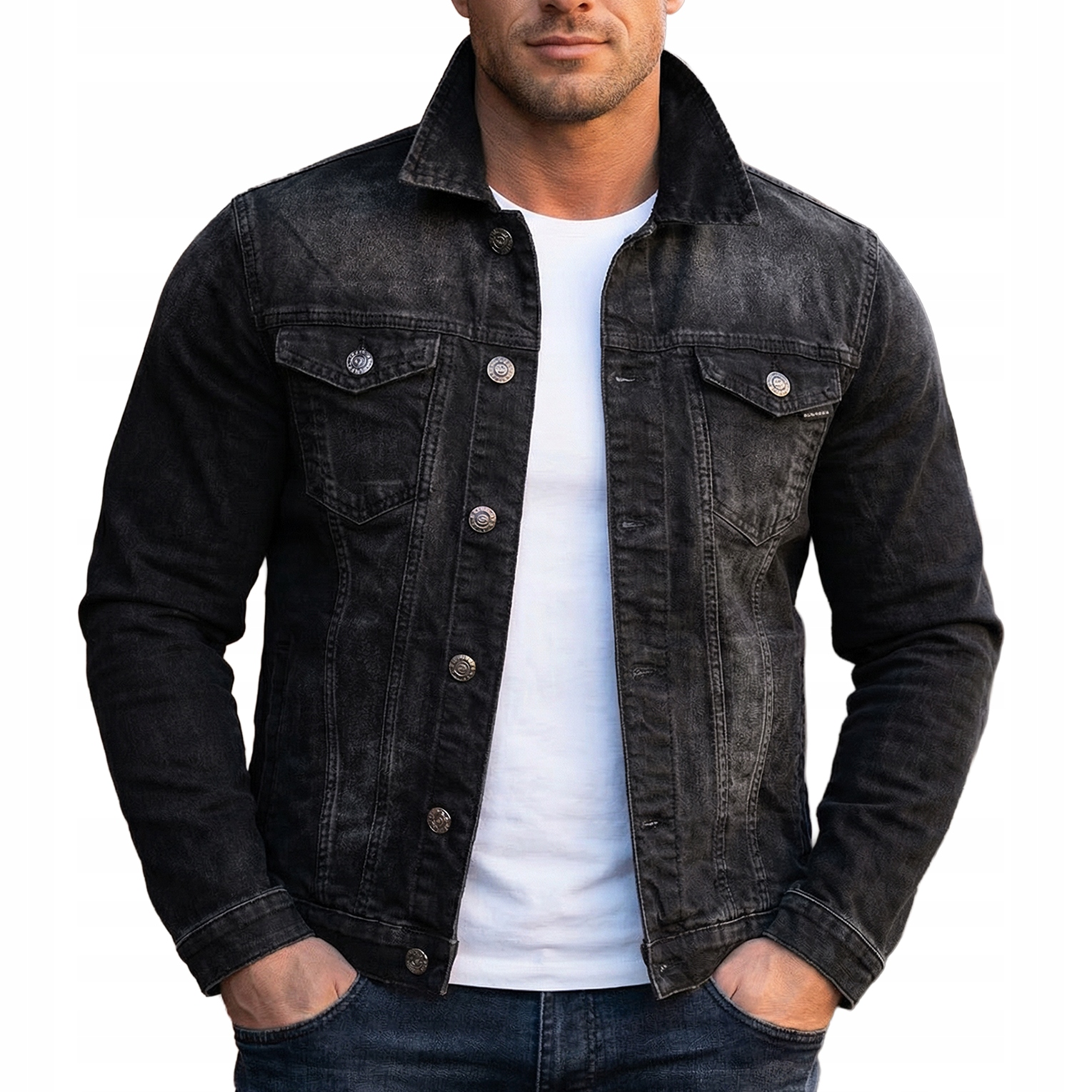 Kurtka Męska Jeansowa Cipo Baxx Katana Przecierana Jeans Klasyka