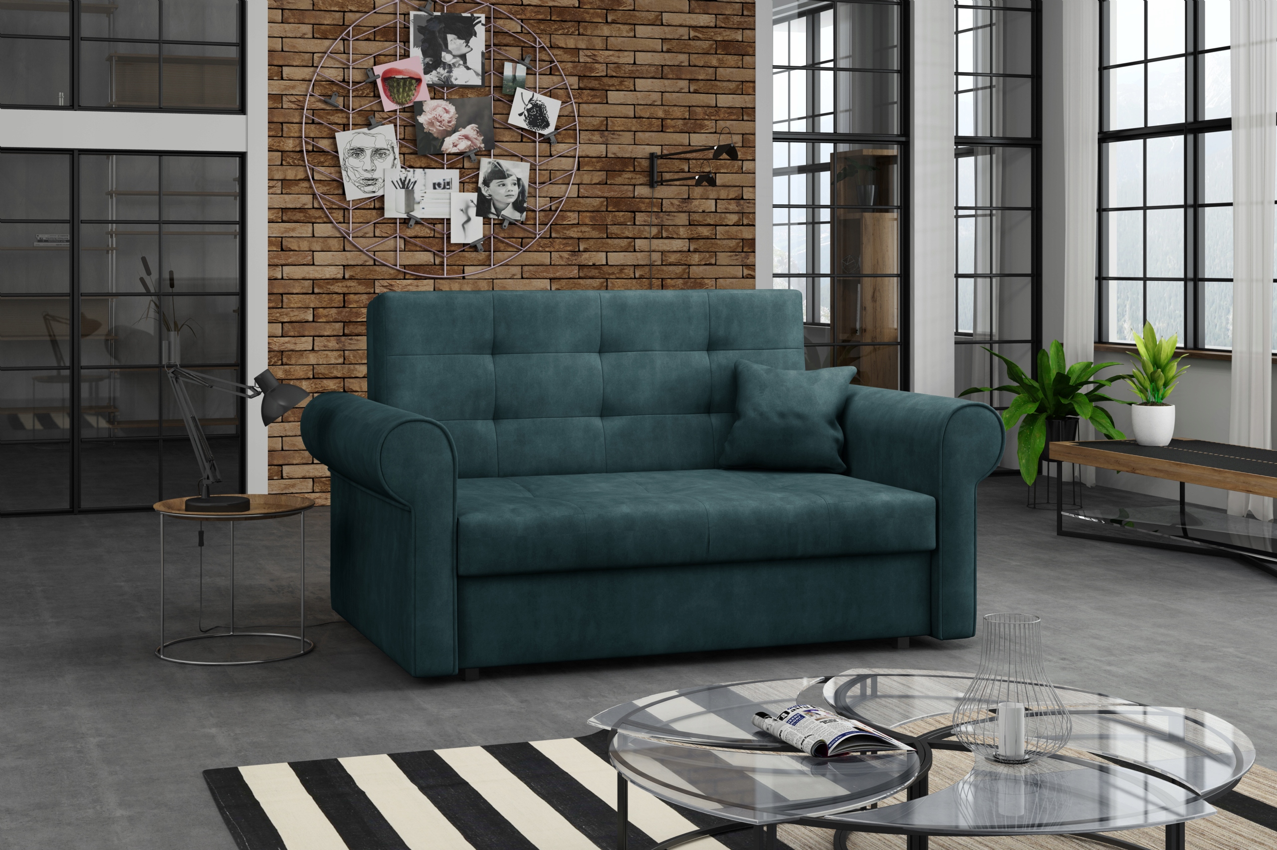 

pikowana sofa Viva II Silver z funkcją spania