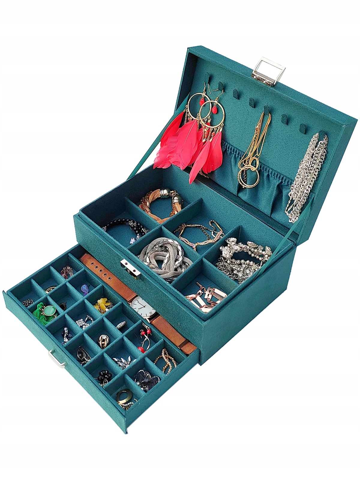 Krabička Na Šperky Kufřík Organizér Eko Kůže 36 Přihrádek