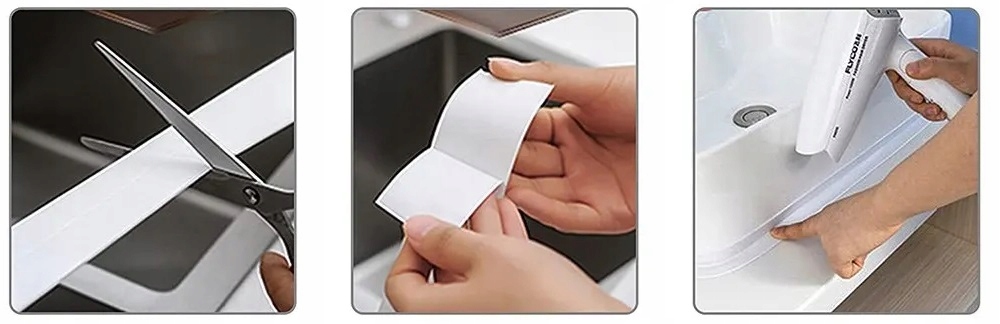 TAŚMA USZCZELNIAJĄCA PVC DO ZLEWU WANNY BRODZIKA 35MM 320 CM SAMOPRZYLEPNA Długość 320 cm