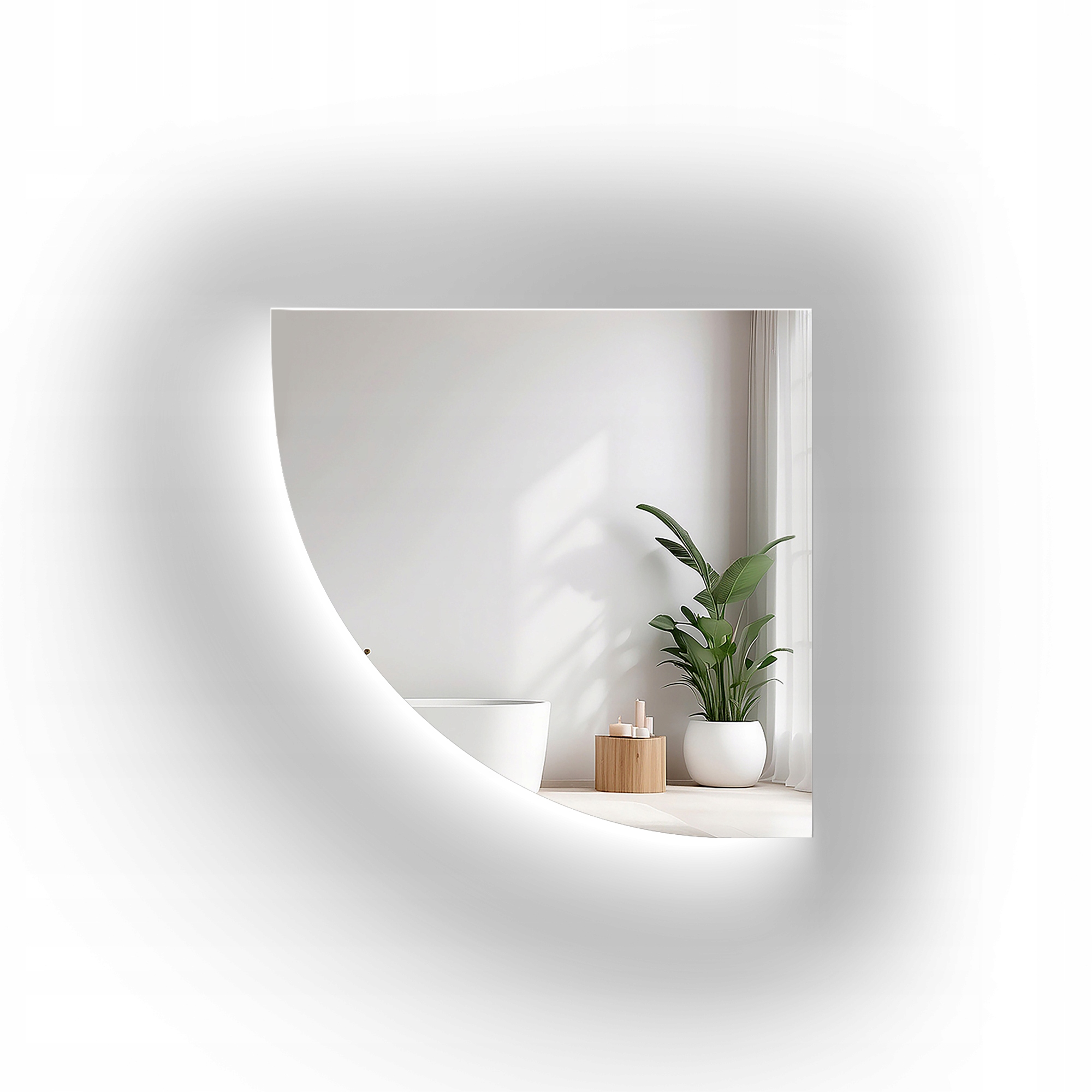 Zrcadlo Čtvrtka s kolečkem a Led podsvícením 140X140