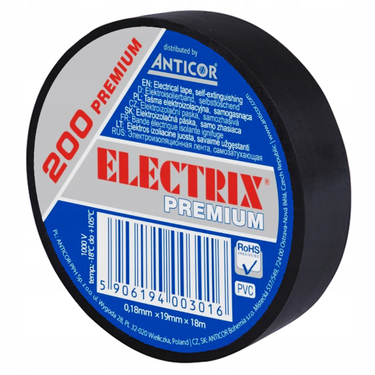 

Taśma izolacyjna elektroizolacja Pcv 19x18 czarny