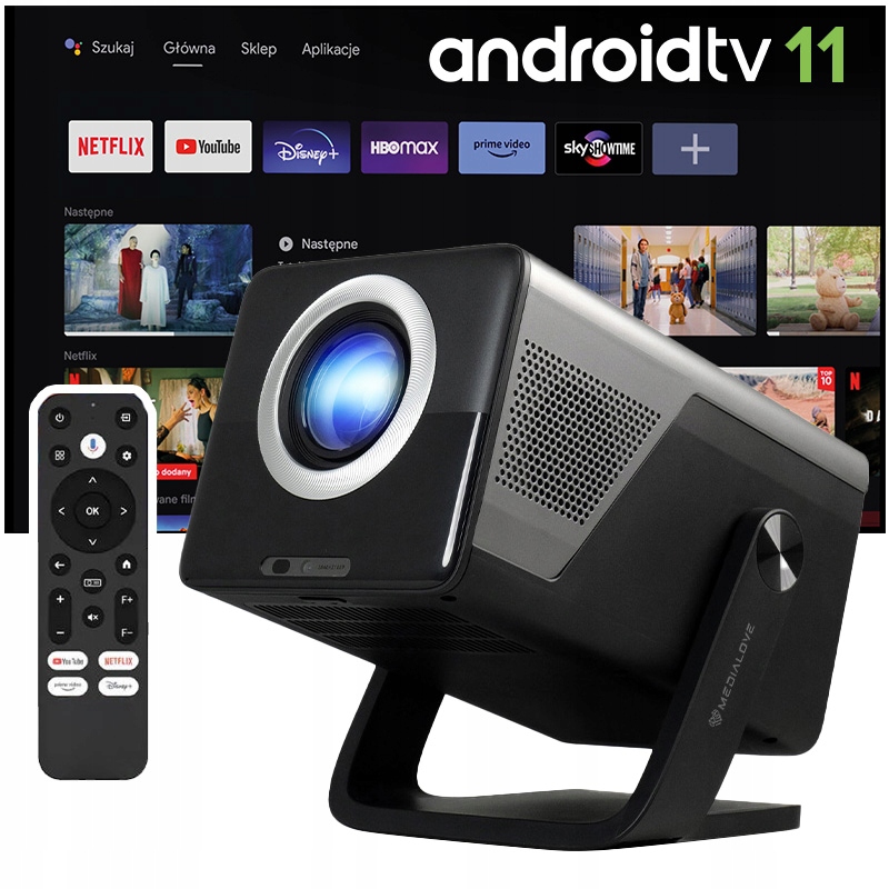 Rzutnik projektor Medialove X7AD 2026 obrotowy Android Tv 11 Wifi Bluetooth
