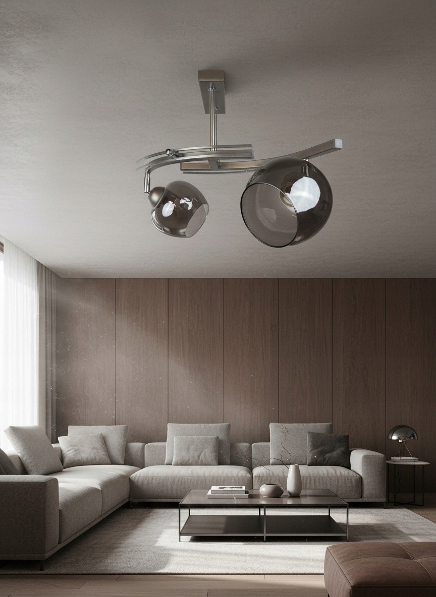 Stropná Lampa Luster Fiona 2 Satén 2x E27 Euro-lamp Chrómová Klobúk