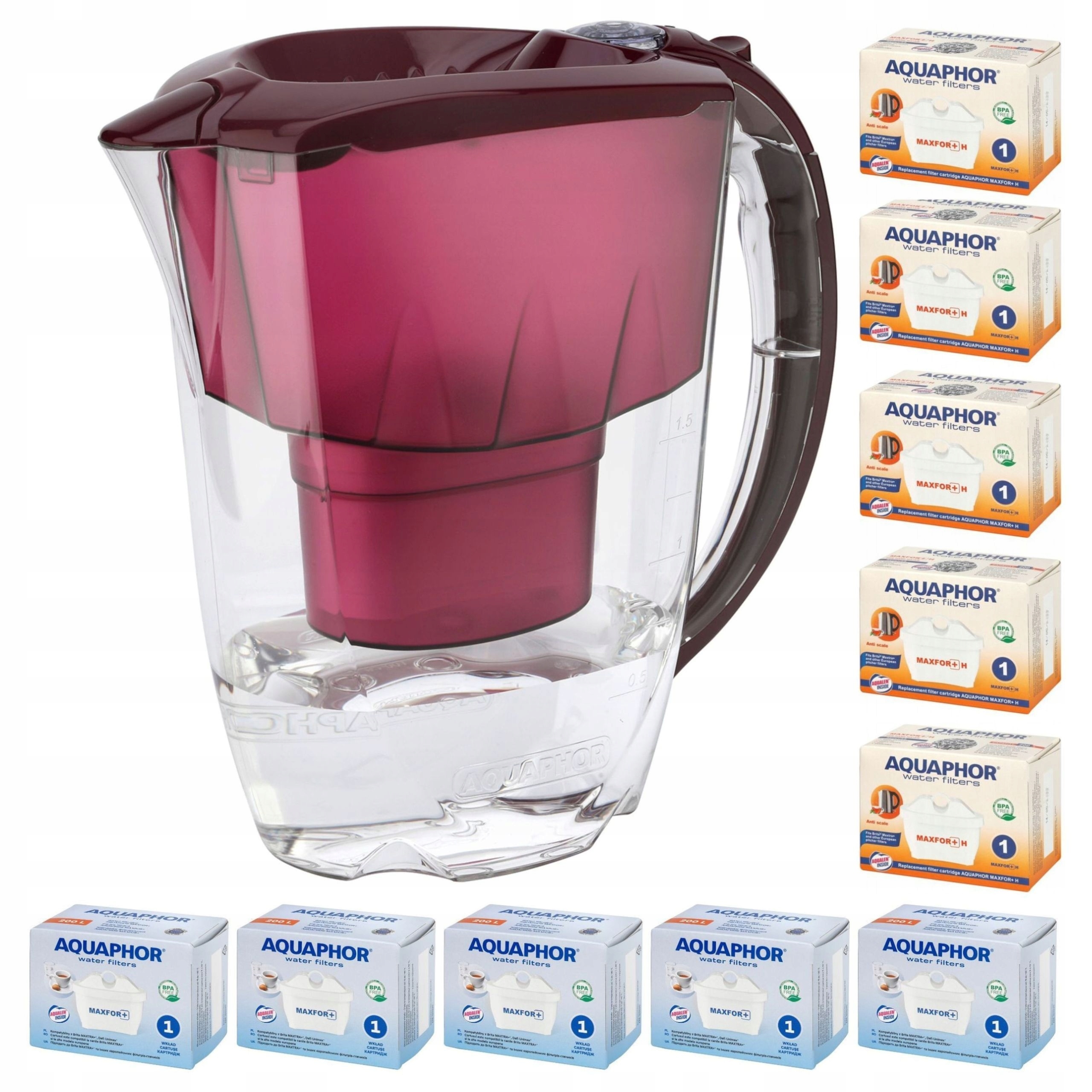 Filtrační konvice Aquaphor Amethyst 2,8 l 10 náplní (5+5H), třešňová
