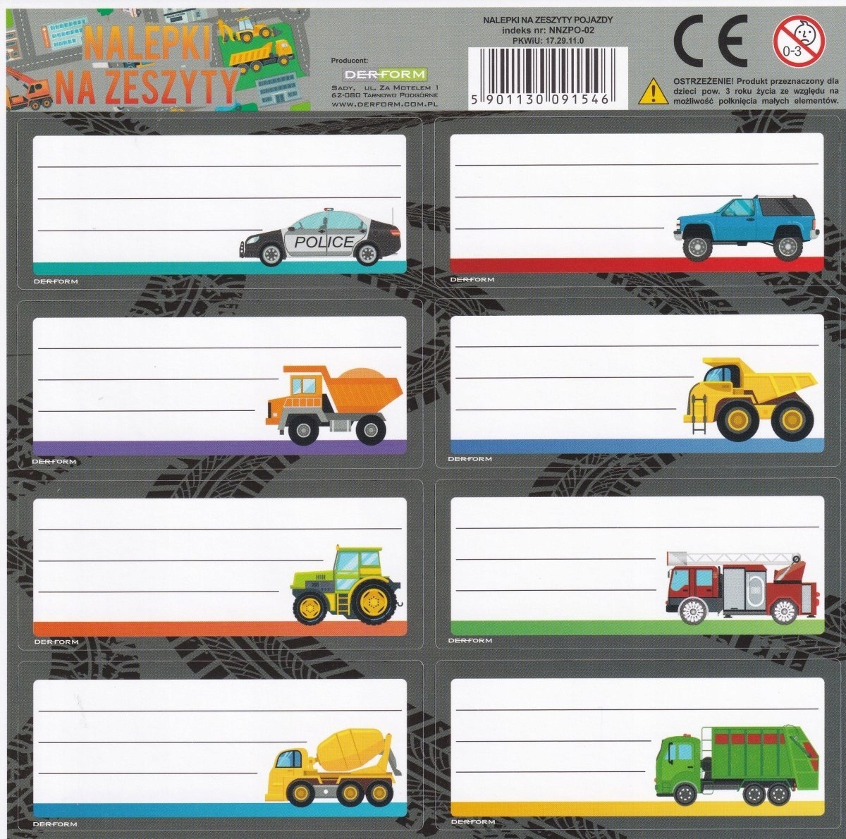 

Nalepki Na Zeszyty Pojazdy MIX