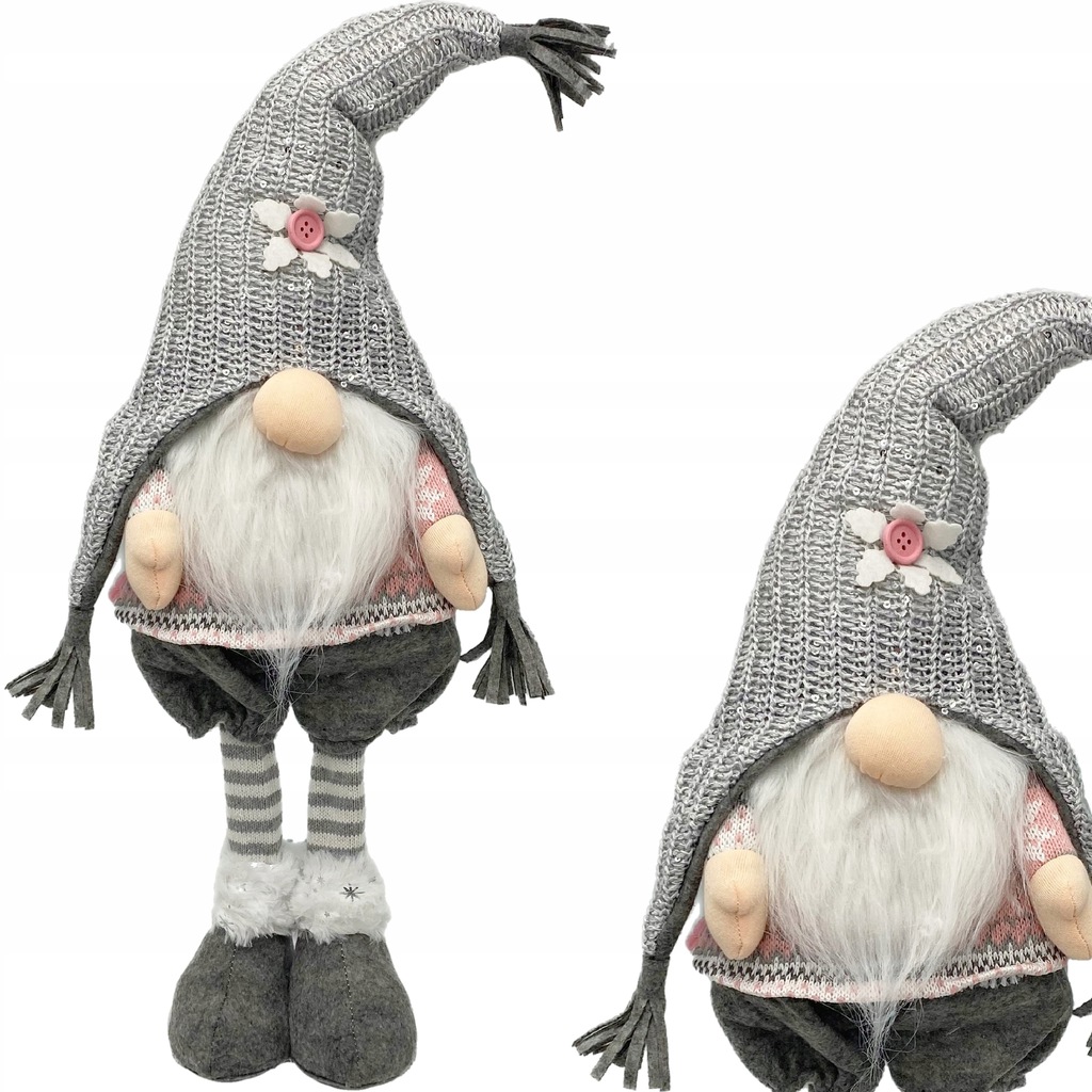

Skrzat Krasnal Gnom duży świąteczny Różowy 62CM