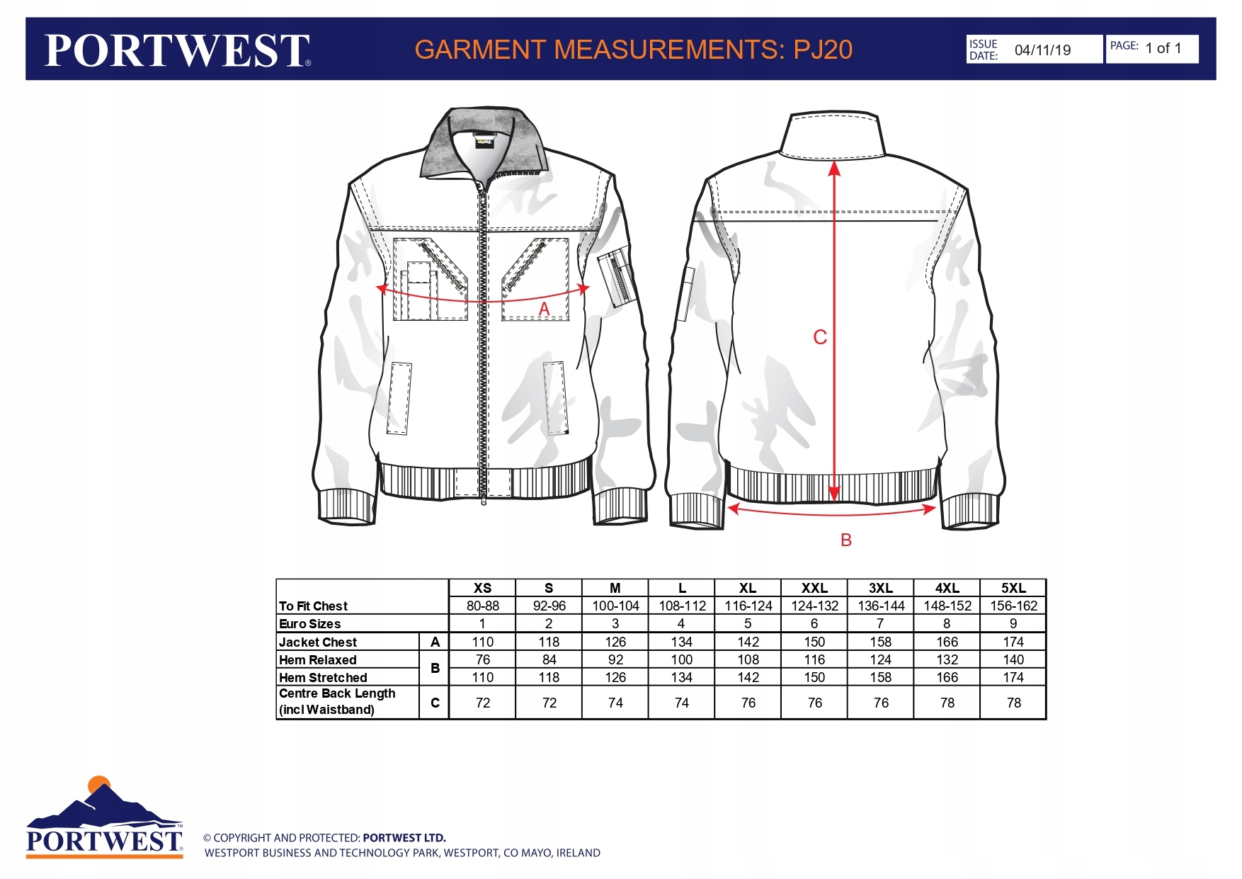 PORTWEST KURTKA ROBOCZA TYPU PILOT WHITE/BLACK 4W1 PJ20 Kod producenta PJ20