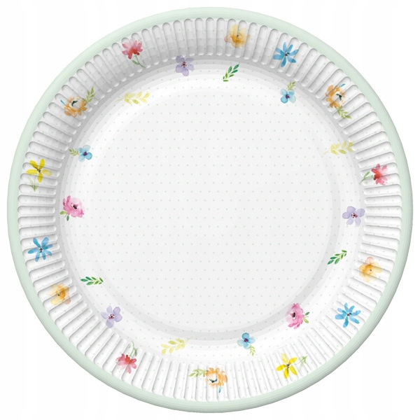 

Talerzyki Kolorowe Kwiaty Kropki Party 23 CM