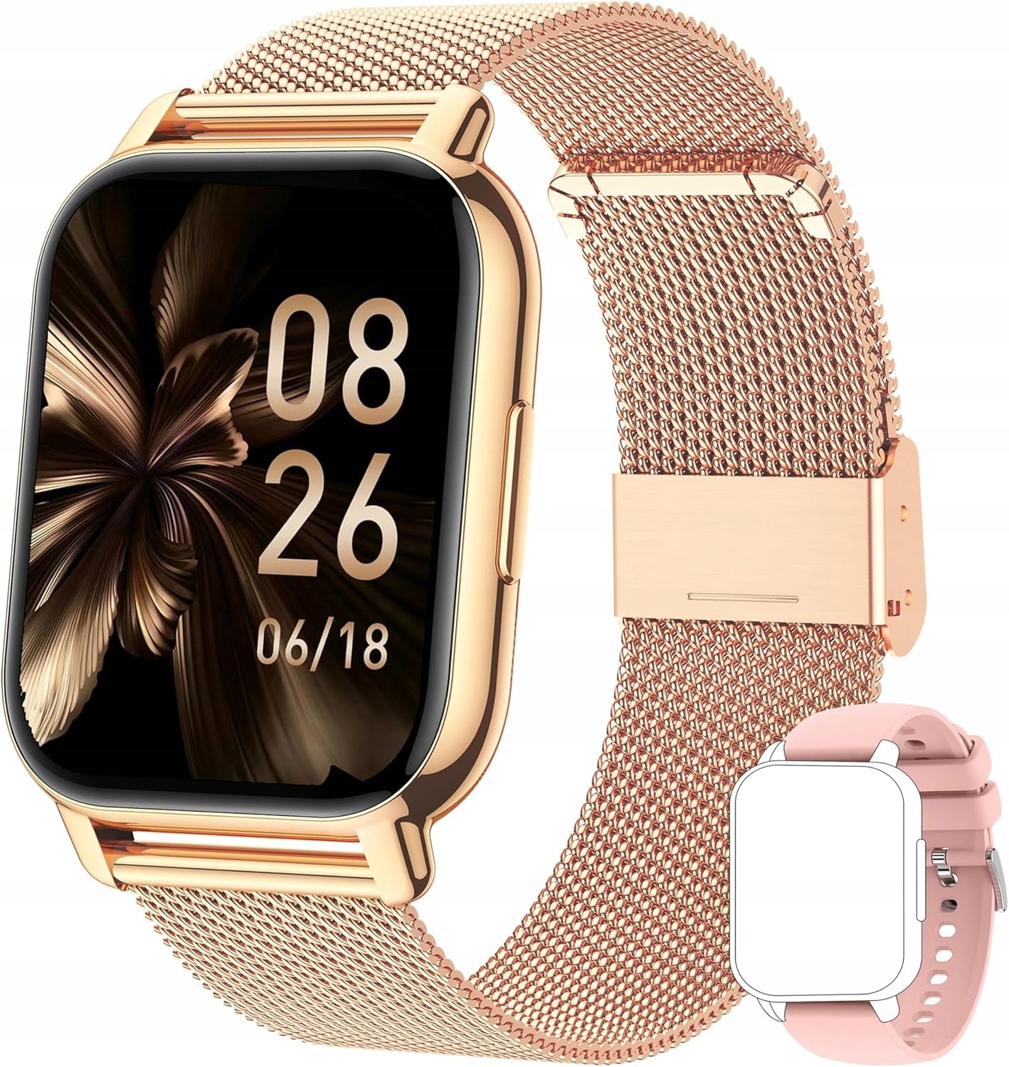 Smartwatch Zoskvee Zegarek Smartwatch Damski Ciśnieniomierz 50mm złoty