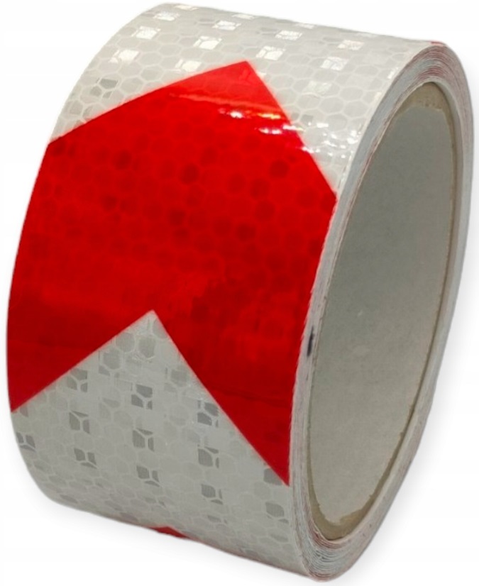 TAŚMA odblaskowa konturowa tir plaster miodu BIAŁO CZERWONA 50mm 3m