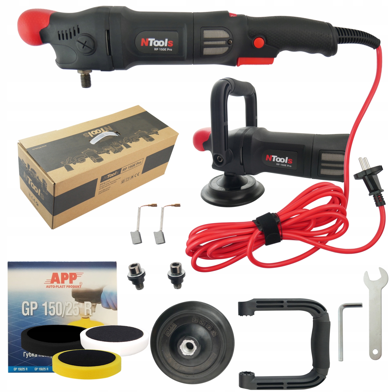 Rotační elektrická leštička automobilová RP150E Pro NTools 3 Houbičky