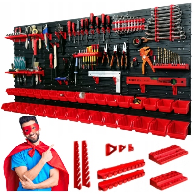 TABLICA NARZĘDZIOWA ŚCIANKA WARSZTATOWA KUWETY Z POJEMNIKAMI GARAŻU 160X80