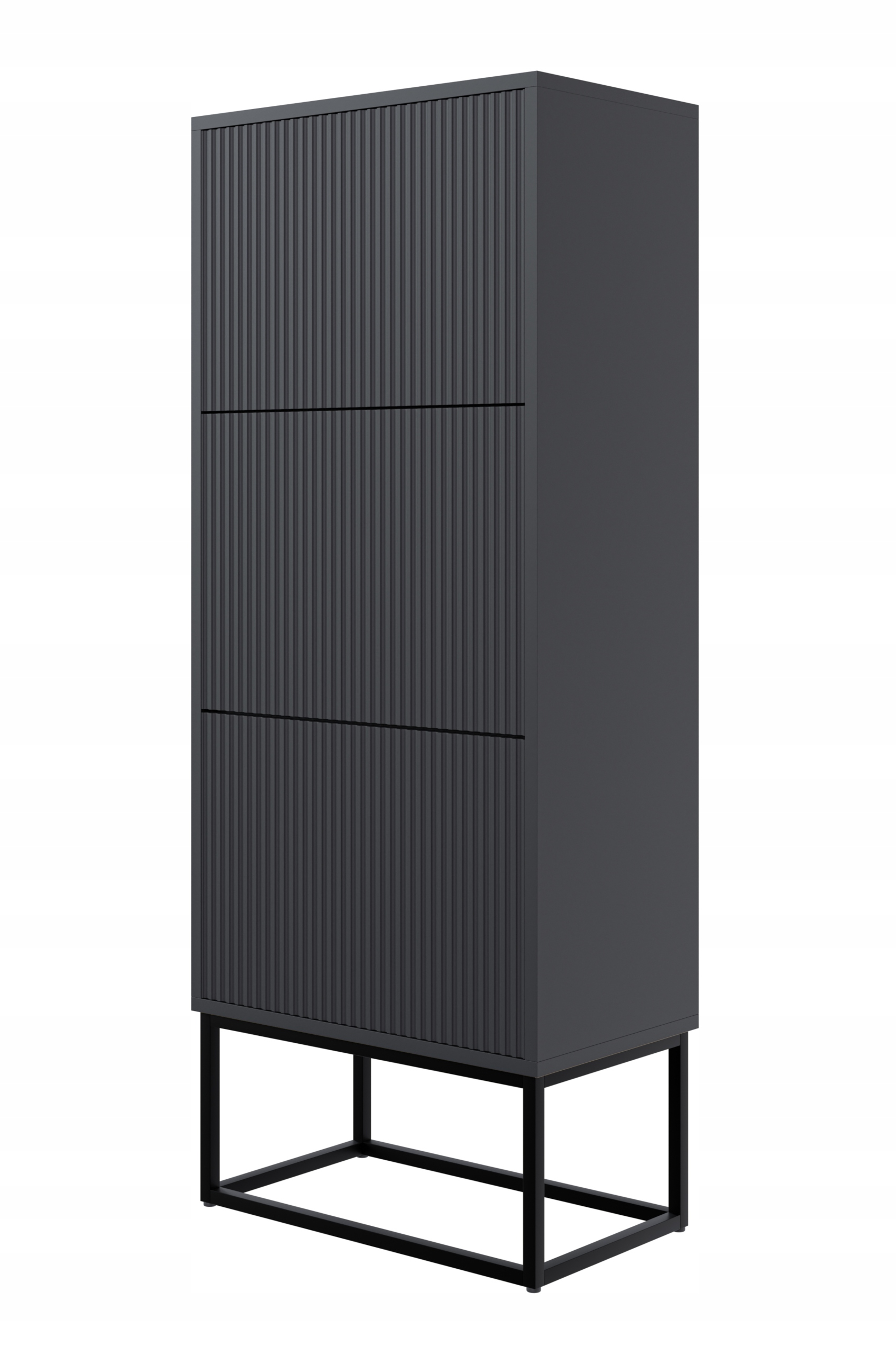 Botník Veldio s frézovanou přední stranou 50 cm Černá s černými nohami